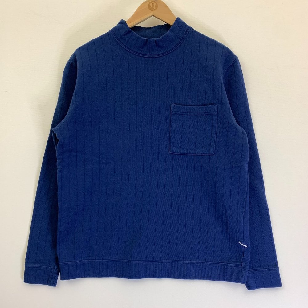 Saturdays NYC Mens Size S Mock Neck Long Sleeve Top Blue 100% Cotton